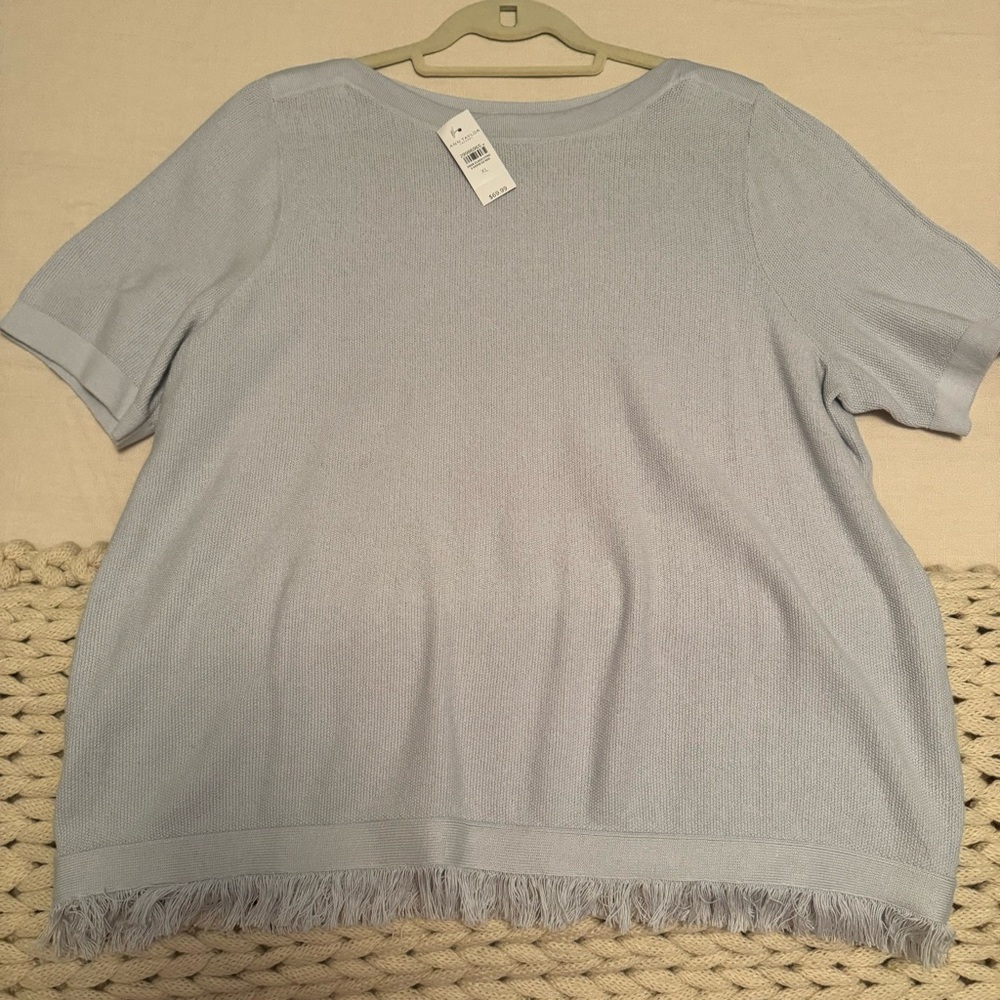 NWT Ann Taylor Factory sweater with fringe trim, sz XL